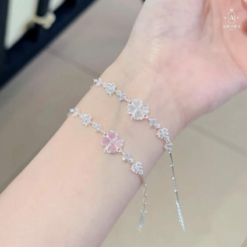 Lắc tay nữ AROMA JEWELY mặt đá nổi bạc ta LT002