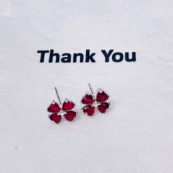 Bông tai nữ AMORA JEWELRY mặt 4 lá đá CZ nhân tạo chốt đẩy 4 màu Bạc Ta BT005