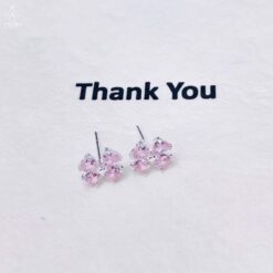 Bông tai nữ AMORA JEWELRY mặt 4 lá đá CZ nhân tạo chốt đẩy 4 màu Bạc Ta BT005