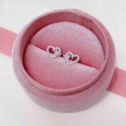 Bông tai nữ AMORA JEWELRY mặt nơ tim dễ thương chốt ren bạc S925 BT002