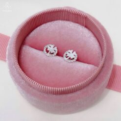 Bông tai nữ AMORA JEWELRY mặt nơ tim dễ thương chốt ren bạc S925 BT002
