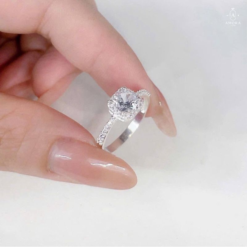 Nhẫn bạc nữ AMORA JEWELRY thiết kế basic nhỏ xinh bạc ta S990 NN008
