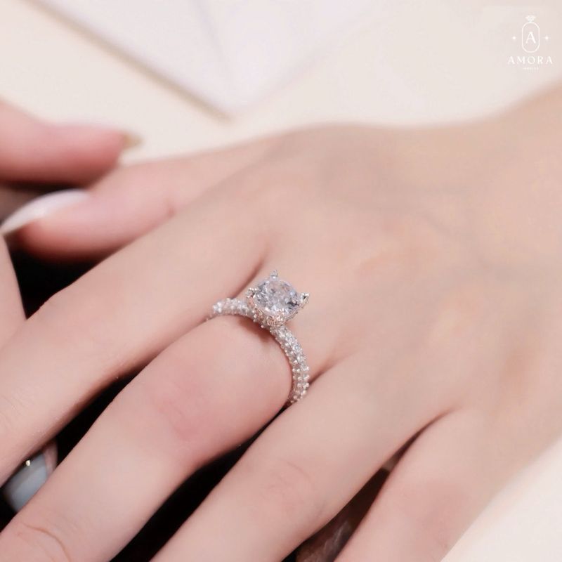 Nhẫn bạc nữ AMORA JEWELRY thiết kế tinh tế thanh lịch bạc ta S990 NN007