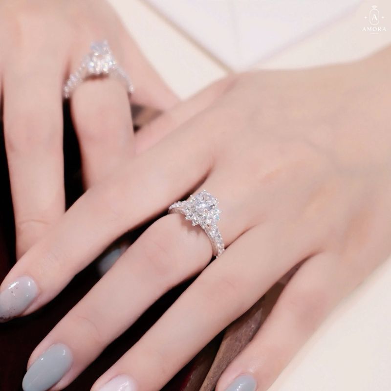 Nhẫn bạc nữ AMORA JEWELRY thiết kế tinh tế thanh lịch bạc ta S990 NN007