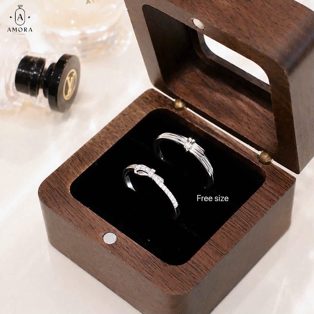 Nhẫn đôi bạc phong cách tối giản