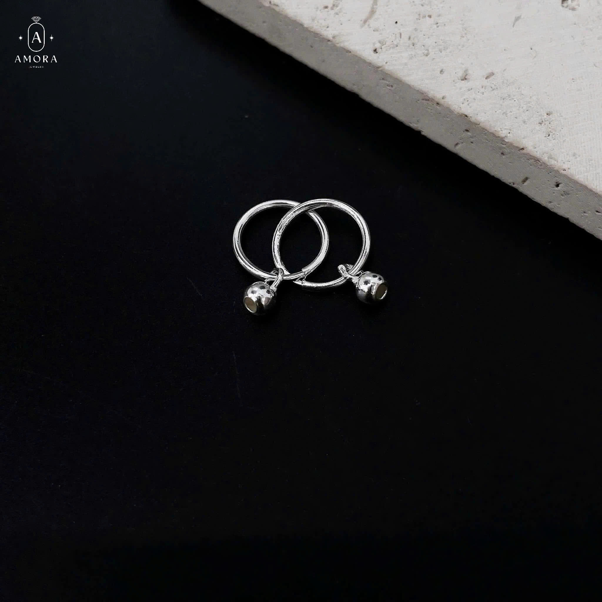 Bông tai tròn basic AMORA JEWELRY mix bi bông tai cho mẹ & bé bạc ta BT019