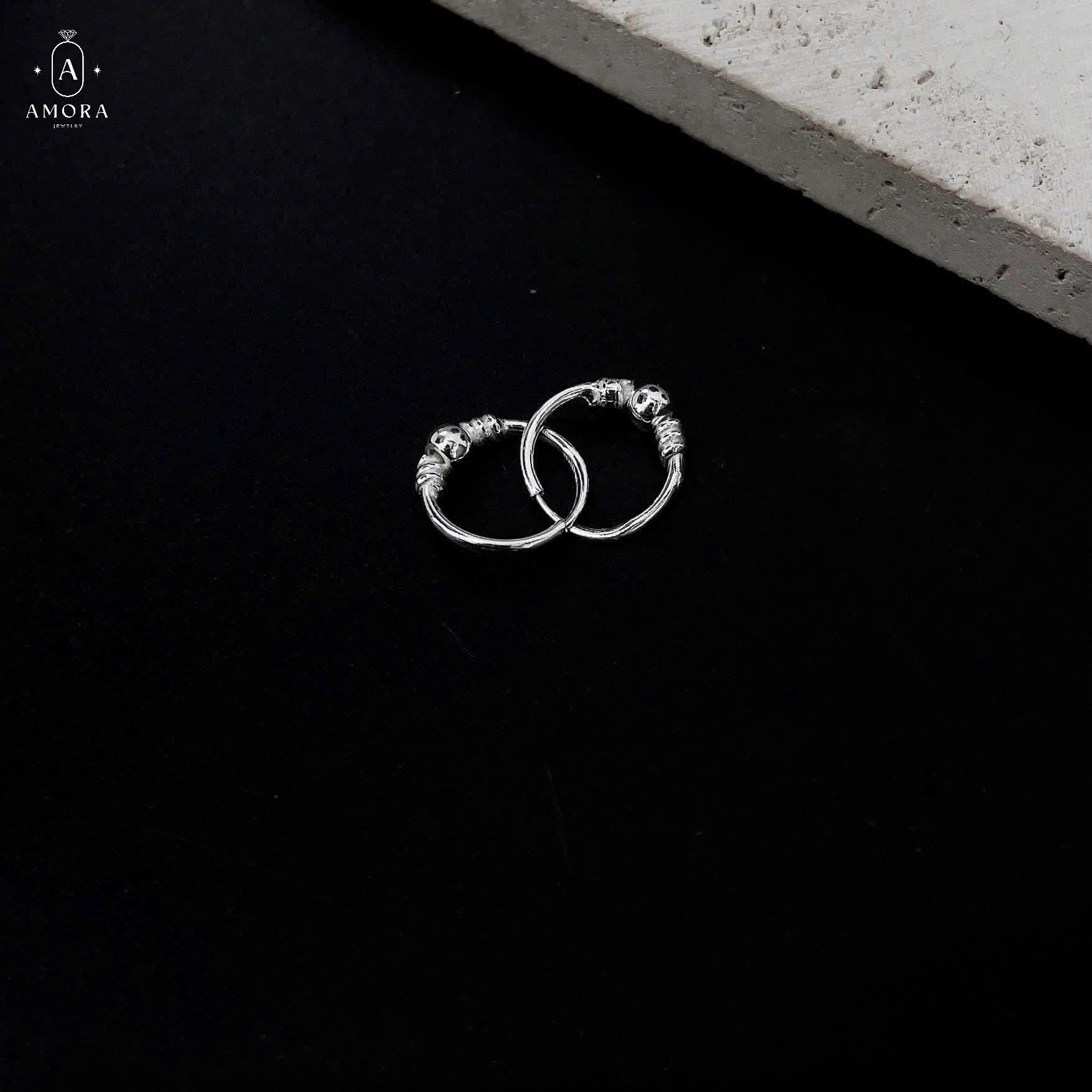 Bông tai tròn basic AMORA JEWELRY mix bi bông tai cho mẹ & bé bạc ta BT019