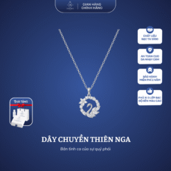 Dây chuyền nữ AMORA JEWELRY Thiên Nga mặt đá CZ sợi xích tròn Bạc Ta S990 DC021